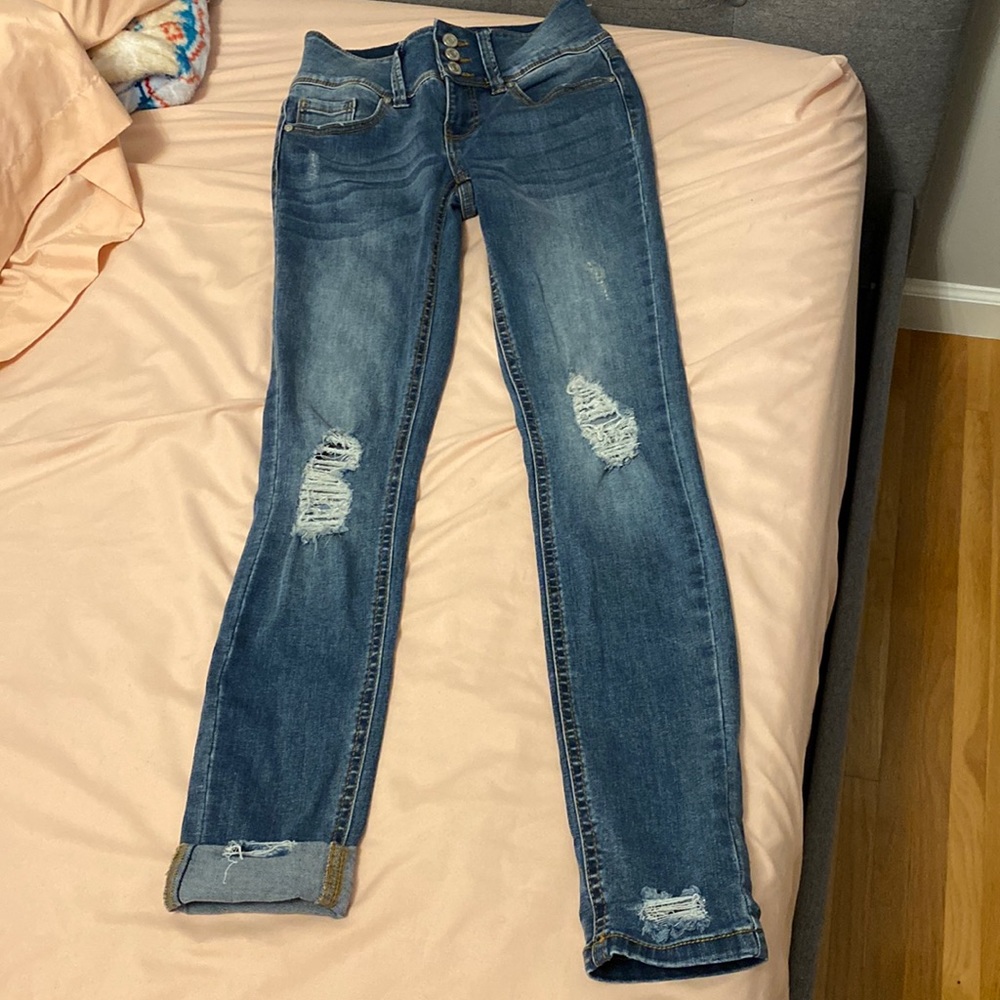 indigo rein skinny ripped jeans